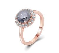 Wycian Anillo Mujer Azul Anillo Piedra Mujer Oro Rosa De 9 Quilates Moissanita Halo con Moissanita Azul Grisácea Tamaño 6,75 Elegante Para Hermana Graduación Joyas