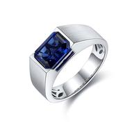 Wycian Anillo Mujer Azul Anillos De Compromiso Plata Ley 925 Plata Esterlina Zafiro Creado Solitario con Zafiro Creado De 3,51 CT Tamaño 6,75 Popular Para Hombres Graduación Joyas