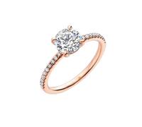 Wycian Anillo Mujer Compromiso Anillos de Compromiso Oro Rosa de 14 Quilates con Diamante Redondo Creado en Laboratorio de 1 CT Talla 6,75 Sólido No Chapado Popular para Señoras Graduación Joyas