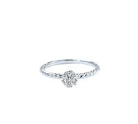 Wycian Anillo Mujer Diamante Anillos Boda Plata PT950 con Diamante de 0,1 CT Talla 25 Sólido No Chapado Actualización 3.0 para Señoras Graduación Joyas