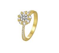 Wycian Anillo Mujer Dorado Anillos De Compromiso Oro 18K AU750 Moissanita Moissanita Redonda Blanca Tamaño 21 Elegante Para Hermana Graduación Joyas