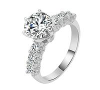 Wycian Anillo Mujer Vintage Anillo con Piedra Moissanita Oro Blanco De 14 Quilates Moissanita Redonda De Lujo De 6 Garras De 3 Quilates Tamaño 6,75 Moda Para Tía Graduación Joyas
