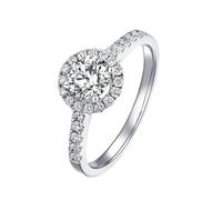 Wycian Anillo Mujer Vintage Anillo De Moissanita Oro Blanco De 14 Quilates Moissanita Redonda De 4 Garras De 3 Quilates Tamaño 6,75 Popular Para Esposa Graduación Joyas