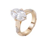 Wycian Anillo personalizado de oro de 9 quilates, moissanita, elegante, tamaño H 1/2, joyería de graduación para tía, L 1/2, Oro de 14 quilates, Moissanita