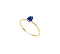 Wycian Anillo Piedra Azul Anillo de Oro Mujer 9K Solitario de Zafiro de Laboratorio Ovalado de Diseño Fino Y Pulido de 0,5 CT Talla 6,75 Sólido No Chapado Elegante para Tía Graduación Joyas