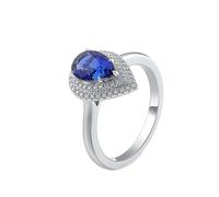 Wycian Anillo Piedra Azul Anillos Mujer Azul Oro Blanco De 9 Quilates Zafiro Creado Lágrima Tamaño 6,75 Moda Para Lesbian Graduación Joyas