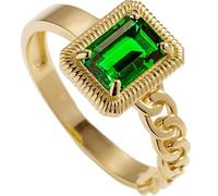 Wycian Anillo Piedra Verde Mujer Anillo Oro 18K Mujer Tsavorita Rectángulo con Esmeralda Creada Tamaño 8 Actualización 3.0 Para Señoras Día De San Valentín Joyas