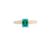 Wycian Anillo Piedra Verde Mujer Anillo Oro 9K Mujer Solitario Rectangular de Esmeralda de Laboratorio de 1,5 CT con Diseño Pulido Simple Talla 25 Actualización 3.0 para Esposa Graduación Joyas