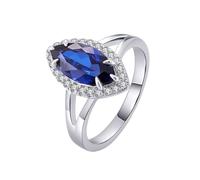 Wycian Anillo Piedras Azules Anillo Azul Oro Blanco De 9 Quilates Zafiro Creado Elegante Tamaño 12 Popular Para Esposa Día De La Madre Joyas
