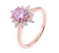 Wycian Anillo Promesa Mujer Anillos De Flor Compromiso Oro Rosa De 14 Quilates Moissanita Flor Tamaño 6,75 Popular Para Hermana Graduación Joyas