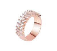 Wycian Anillo Unico Anillo con Piedra Moissanita Oro Rosa De 9 Quilates Moissanita Rectangular De 1,5 X 3 mm con Forma De Hoja De Lujo Tamaño 6,75 Popular Para Esposa Graduación Joyas