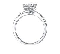 Wycian Anillo Unico Anillos Compromiso Mujer Plata Oro Blanco De 14 Quilates Moissanita Anillo Redondo De 6 Garras con Moissanita De 1 CT Tamaño 6,75 Moderno Para Esposa Graduación Joyas