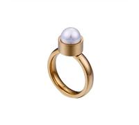 Wycian Anillos Boda, Anillos de Boda de Oro Acero Inoxidable Tamaño 20 4mm Redondo con Perla para Hermana Joyas