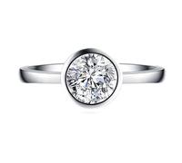 Wycian Anillos Boda Anillos Mujer con Piedra Oro Blanco De 14 K Moissanita Ronda De Solitario Tamaño 16 De Primera Calidad Para Hermana Navidad Joyas