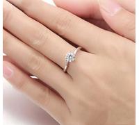 Wycian Anillos Compromiso Mujer Anillo Oro Blanco Mujer 18 Kilates Plata con Diamante Cultivado en Laboratorio de 0,7 CT Talla 25 Sólido No Chapado Actualización 3.0 para Esposa Graduación Joyas
