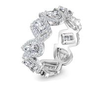 Wycian Anillos Compromiso Mujer Anillo Piedra Mujer Oro Blanco De 9K Moissanita Rectángulo Gota De Agua Tamaño 13,5 De Primera Calidad Para Esposa Día De San Valentín Joyas