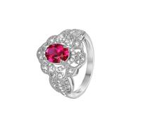 Wycian Anillos Compromiso Mujer Anillos Mujer De Plata Oro Blanco De 14 Quilates Au585 Ruby Creado En Laboratorio Elegante Tamaño 6,75 Actualización 3.0 Para Hermana Graduación Joyas