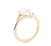 Wycian Anillos Compromiso Oro Anillos De Promesa Mujer Oro 14K Amarillo Moissanita con Moissanita En Forma De Pera De 3 CT Tamaño 6,75 Popular Para Señoras Graduación Joyas