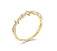 Wycian Anillos con nombre personalizados, anillos de oro de 18 quilates para mujer, diseño de marquesa blanca, apilables, para aniversario, K 1/2, Oro amarillo de 18 quilates, Cristal