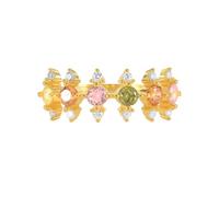 Wycian Anillos de amistad Best Friends para mujer, anillo de compromiso de oro amarillo de 9/14 quilates, Au375/Au585, forma redonda, cristal, 62 (19.7), Oro amarillo 9 quilates, Cristal
