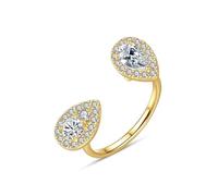 Wycian Anillos de amistad con inscripción "Beste Freundinnen Ring Moissanite Gold 9K No-Metal-Stamp (Fashion Only) Offen mit Tropfenförmigem Zirkonia Größe 45 (14.3) Modern für Mutter Weihnachten