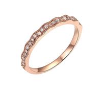 Wycian Anillos de boda de diamantes personalizados para mujer, oro rosa con diamante de 0,18 quilates, tamaño H 1/2 sólido, no chapado, joyería de graduación lesbiana, L 1/2, Oro rosa de 9 quilates