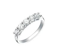 Wycian Anillos de Boda Mujer Anillo Compromiso Diamantes Oro Blanco de 14 Quilates con 5 Diamantes Redondos de 1 CT Talla 25 Sólido No Chapado Moda para Esposa Graduación Joyas