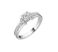 Wycian Anillos de Boda Mujer Anillo Compromiso Diamantes Oro Blanco Platino con Diamantes de 0,4 CT Y 0,18 CT Talla 25 Sólido No Chapado Popular para Hermana Graduación Joyas