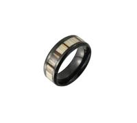 Wycian Anillos de Boda Mujer, Anillos Negros Mujer Acero de Titanio Tamaño 25 Patrón de Madera para Hermana Joyas