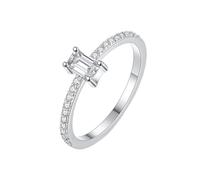 Wycian Anillos De Compromiso Anillo Mujer con Piedra Plata Oro Blanco De 18 Quilates Diamante De Laboratorio Rectángulo Tamaño 6,75 Moda Para Lesbian Día De San Valentín Joyas