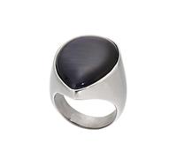 Wycian Anillos de Compromiso, Anillos Negros Mujer Acero Inoxidable Tamaño 15 26mm Gota de Agua con Ópalo para Abuela Joyas