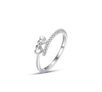 Wycian Anillos de compromiso de plata 925 para mujer, circonita cúbica entrelazada, líneas entrelazadas y forma de corazón, talla J 1/2, regalos para mujeres y madres, actualización 3.0, J 1/2, Plata