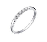 Wycian Anillos de Compromiso Diamante Anillo Mujer Plata PT950 con Diamante de 0,05 CT Talla 6,75 Sólido No Chapado Moderno para Tía Graduación Joyas