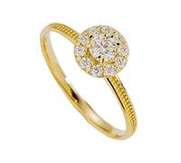 Wycian Anillos de Flor Compromiso, Anillo Dorado Mujer Moissanita Oro Amarillo de 14 Quilates Tamaño 16 con Moissanita de Flor Redonda para Esposa