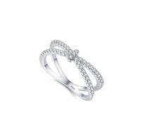 Wycian Anillos de plata de ley 925 con circonitas cúbicas y líneas cruzadas, tamaño J 1/2, regalos modernos para mujeres y madres, J 1/2, Plata de ley, Zirconia cúbica