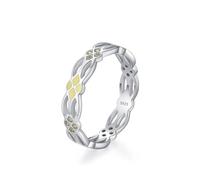 Wycian Anillos de plata de ley 925 para mujer, anillos de compromiso para mujer, circonita cúbica, patrón hueco con pegamento amarillo, talla J 1/2, regalos populares, P 1/2, Plata de ley, Zirconia
