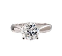 Wycian Anillos de Promesa, Anillo Compromiso Oro Blanco Moissanita Oro Blanco 14 Quilates Tamaño 22 Moissanita Redonda Solitaria Pulida para Esposa