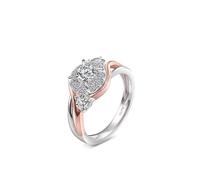 Wycian Anillos De Promesa Anillo con Piedra Moissanita Oro Blanco Y Rosa De 18 Quilates Oro Bicolor con Moissanita Redonda De 3 Quilates Tamaño 6,75 Moda Para Tía Graduación Joyas