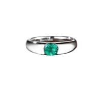 Wycian Anillos de Promesa Anillos Piedra Verde Oro Blanco de 14 Quilates Solitario de Diseño Pulido con Esmeralda de Laboratorio Ovalada de 1 CT Talla 22 Moda para Hermana Día de La Madre Joyas