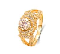 Wycian Anillos de promesa que no ponen tu dedo verde, anillos de oro de 18 quilates para mujer, tamaño moissanita, apilables, nudillos para Año Nuevo, N 1/2, Oro amarillo de 18 quilates, Diamante