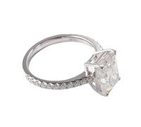 Wycian Anillos Moissanita Anillos De Oro Blanco 9K Mujer Rectángulo De 4 Garras con Moissanita Tamaño 6,75 Moda Para Señoras Graduación Joyas