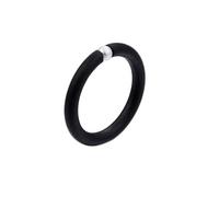Wycian Anillos Mujer, Anillo Compromiso Acero Inoxidable Negro Tamaño 15 3mm Redondo Mate con Perla para Hermana Joyas