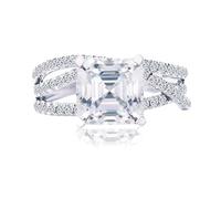 Wycian Anillos Mujer Anillo Mujer con Piedra Oro Blanco De 9 Quilates Moissanita Infinito con Moissanita Tamaño 12 Actualización 3.0 Para Hermana Graduación Joyas