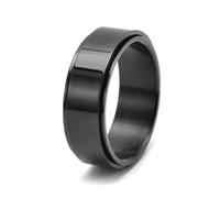 Wycian Anillos Mujer Bisuteria, Anillos Negros Acero Inoxidable Tamaño 25 8mm Brillante Giratorio para Abuela Joyas