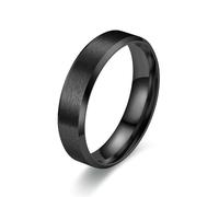 Wycian Anillos Mujer Compromiso, Anillos Negros Mujer Acero Inoxidable Tamaño 25 de Banda de 6 mm con Acabado Mate para Lesbiana Joyas