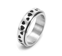 Wycian Anillos Mujer Corazon, Anillos Compromiso Plata Acero Inoxidable Tamaño 17 6mm Corazón de Amor Giratorio para Abuela Joyas