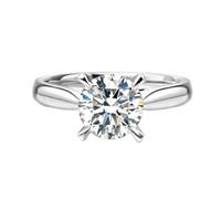 Wycian Anillos Mujer Modernos Anillo Mujer Oro Blanco Platino con Diamante Redondo Creado en Laboratorio de 1 CT Talla 6,75 Sólido No Chapado Elegante para Tía Graduación Joyas