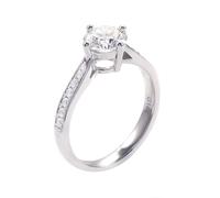 Wycian Anillos Mujer Modernos Anillos Moissanita Oro Blanco De 18 Quilates con Moissanita Redonda De 1 CT Tamaño 6,75 Moda Para Tía Graduación Joyas