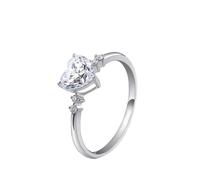 Wycian Anillos Mujer Modernos Anillos Mujer con Piedra Oro Blanco De 9 Quilates Moissanita Corazón Simple Tamaño 6,75 Popular Para Esposa Graduación Joyas