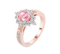 Wycian Anillos Mujer Modernos Oro Rosa De 18 Quilates Diamante Creado En Laboratorio con Diamante Rosa Ovalado De 2 Quilates Creado En Laboratorio Tamaño 6,75 Moda Para Hermana Graduación Joyas
